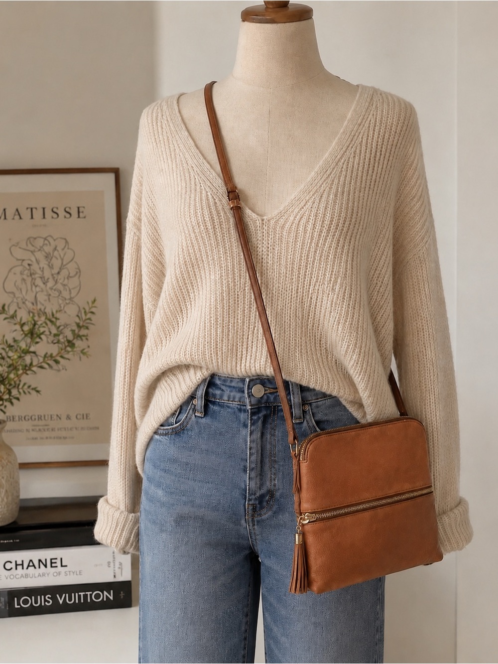 Classic Crossbody Bag with Tassel Detail